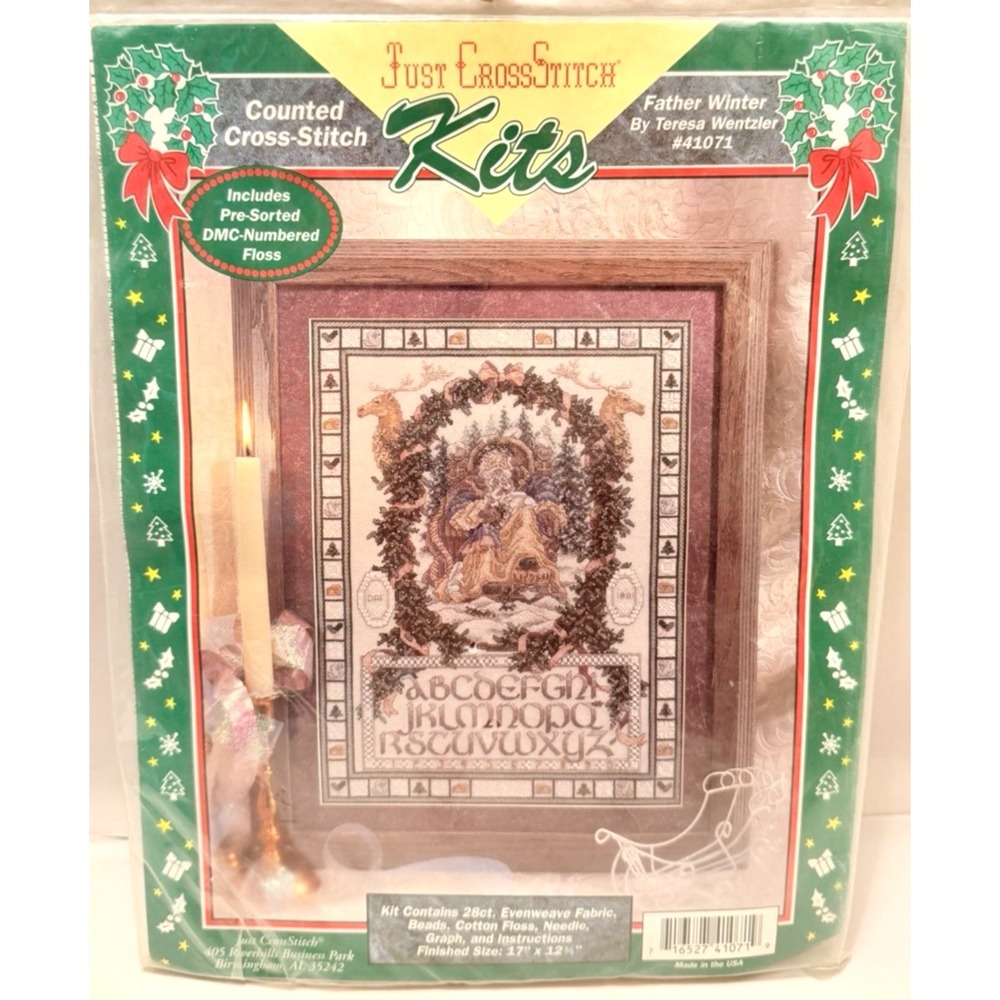 Just CrossStitch Sampler Kit 41071 Teresa Wentzler Father Winter NEW Sealed VTG
